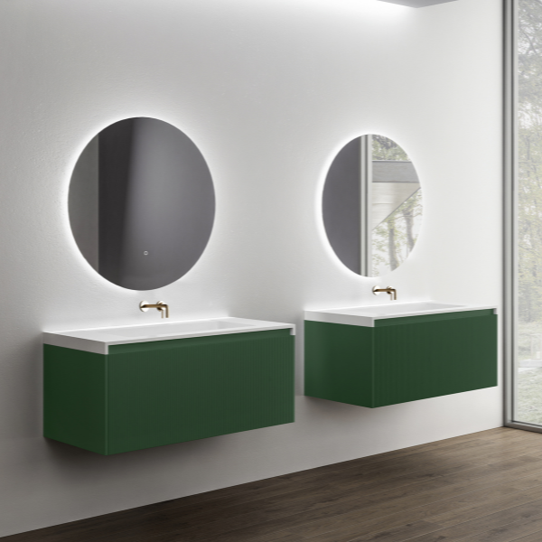 Belbagno Rimini Wall Hung Bathroom Vanity Rainforest Green