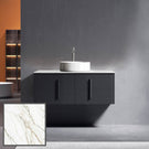 Ingrain 1200mm Wall Hung Vanity with Mixed Veins Sintered Stone Top and bench mounted tap