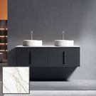 Ingrain 1500mm Wall Hung Vanity with Mixed Vein Sintered Stone Top and bench mounted tap