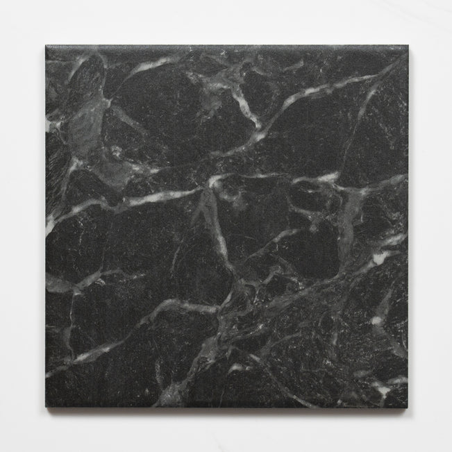 Single no Hand Matrix Black Marble Look Matte Porcelain Tile P3 200mm x 200mm 2AMIBKM - The Blue Space