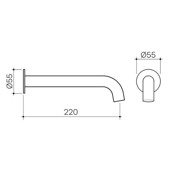 Clark Round Low Lead Basin/Bath Outlet 220mm Matte Black