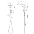 Phoenix Tapware Ormond Twin Rail Shower Technical Drawing - The Blue Space