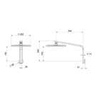 Phoenix Tapware Oxley Luxe XP High Rise Shower Arm and Rose Technical Drawing - The Blue Space
