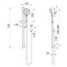 Phoenix Tapware Oxley Rail Shower Technical Drawing - The Blue Space