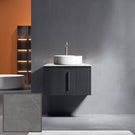 Ingrain 750mm Wall Hung Vanity with Grey Veins Sintered Stone Top and bench mounted tap