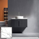 Ingrain 900mm Wall Hung Vanity with Calacatta Grain Sintered Stone Top and bench mounted tap