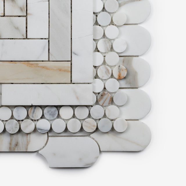Cottesloe Calacatta Gold Feather Honed Marble Mosaic 50 x 130mm