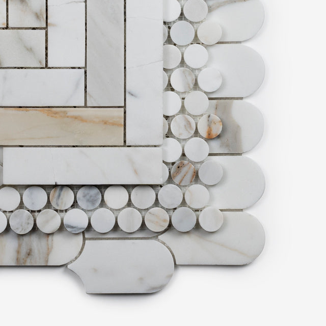 Cottesloe Calacatta Gold Herringbone Honed Marble Mosaic Tile 35x150mm Sample
