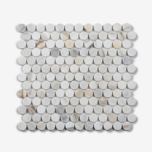 Cottesloe Calacatta Gold Penny Round Honed Marble Mosaic Tile 23x23mm