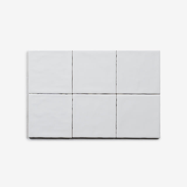 White Luca Hand Made Gloss Tile 100 x 100 x 8mm Sample