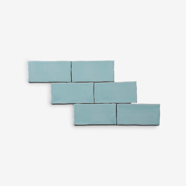 Teal Luca Hand Made Gloss Subway Tile 75 x 150 x 8mm  | The Blue Space