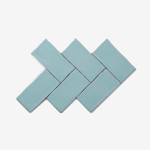 Teal Luca Hand Made Gloss Subway Tile 75 x 150 x 8mm