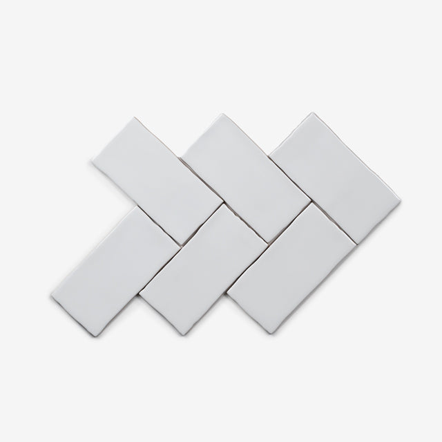 White Luca Hand Made Matte Subway Tile 75 x 150 x 8mm
