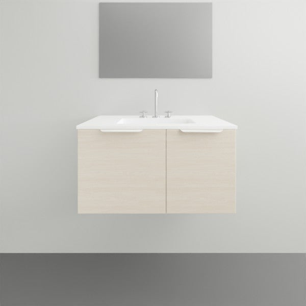 ADP Glacier Lite Door and Drawer Slim Vanity with Cast Marble Top - 750mm Centre Bowl | The Blue Space