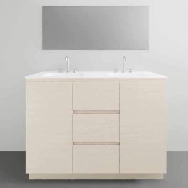 ADP Glacier Lite Door and Drawer Trio Vanity with Ceramic Top - 1200mm Double Bowl | The Blue Space