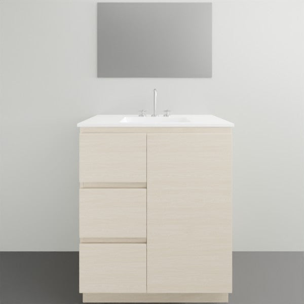 ADP Glacier Lite Door and Drawer Trio Vanity with Ceramic Top