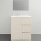 ADP Glacier Lite Door and Drawer Trio Vanity with Ceramic Top - 750mm Left Bowl | The Blue Space