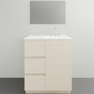 ADP Glacier Lite Door and Drawer Trio Vanity with Ceramic Top - 750mm Right Bowl | The Blue Space
