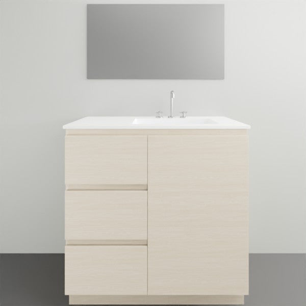 ADP Glacier Lite Door and Drawer Trio Vanity with Ceramic Top