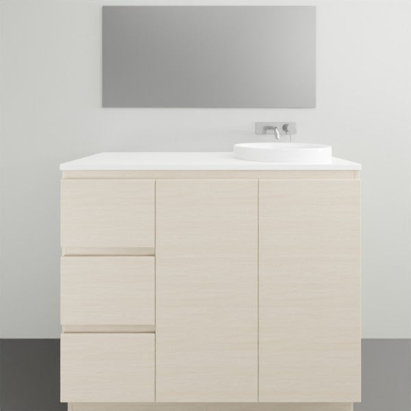 ADP Glacier Lite Ensuite Trio Vanity Solid Surface Top - 1050mm Right Bowl | The Blue Space