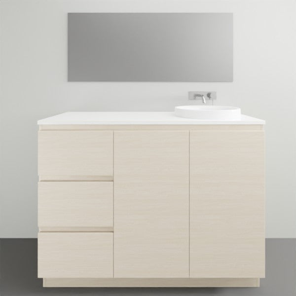 ADP Glacier Lite Ensuite Trio Vanity Solid Surface Top - 1200mm Right Bowl | The Blue Space
