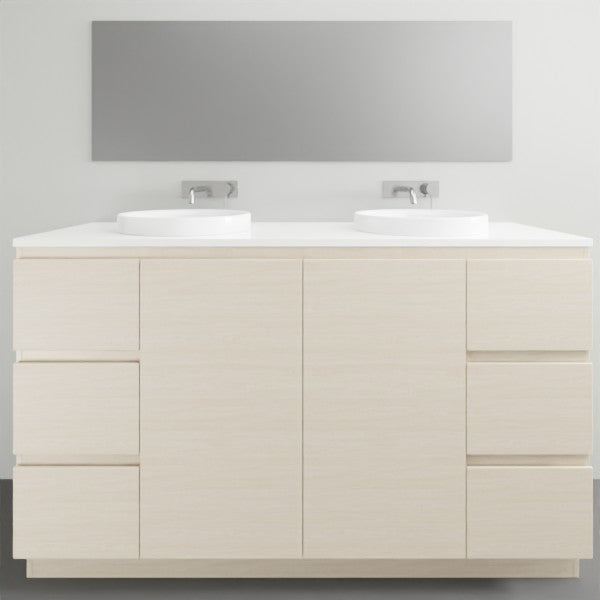 ADP Glacier Lite Ensuite Trio Vanity Solid Surface Top - 1500mm Double Bowl | The Blue Space