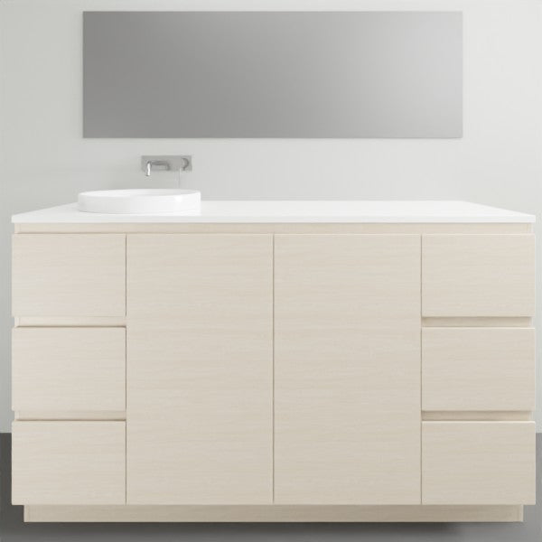 ADP Glacier Lite Ensuite Trio Vanity Solid Surface Top - 1500mm Left Bowl | The Blue Space
