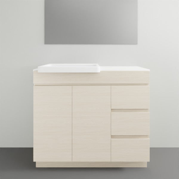 ADP Glacier Lite Semi Recessed Door & Drawer Trio Vanity Solid Surface Top - 1050mm Left Bowl | The Blue Space