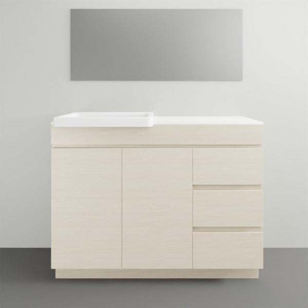 ADP Glacier Lite Semi Recessed Door & Drawer Trio Vanity Solid Surface Top - 1200mm Left Bowl | The Blue Space