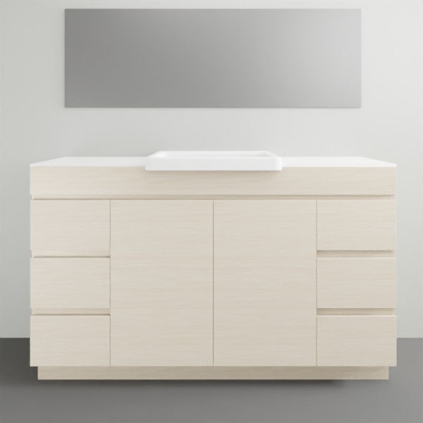 ADP Glacier Lite Semi Recessed Door & Drawer Trio Vanity Solid Surface Top - 1500mm Centre Bowl | The Blue Space
