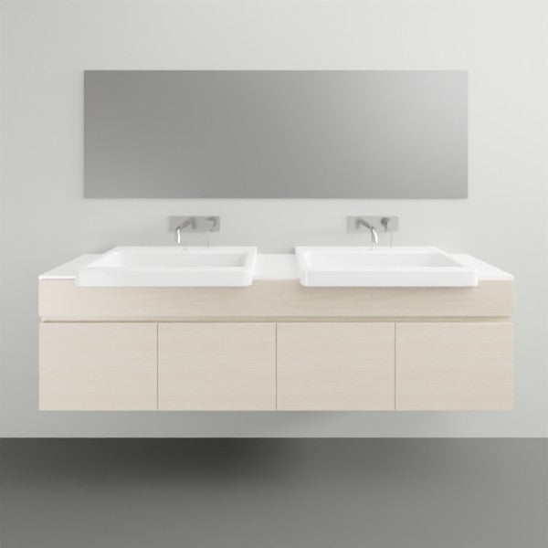 ADP Glacier Lite Semi Recessed Door & Drawer Trio Vanity Solid Surface Top - 1500mm Double Bowl | The Blue Space