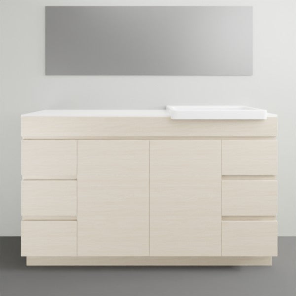 ADP Glacier Lite Semi Recessed Door & Drawer Trio Vanity Solid Surface Top - 1500mm Right Bowl | The Blue Space