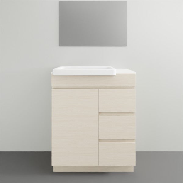 ADP Glacier Lite Semi Recessed Door & Drawer Trio Vanity Solid Surface Top - 750mm Left Bowl | The Blue Space