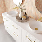 Marquis Anna 1500mm Double Bowl Wall Hung Vanity in White Matte Painted Finish, Top View - The Blue Space