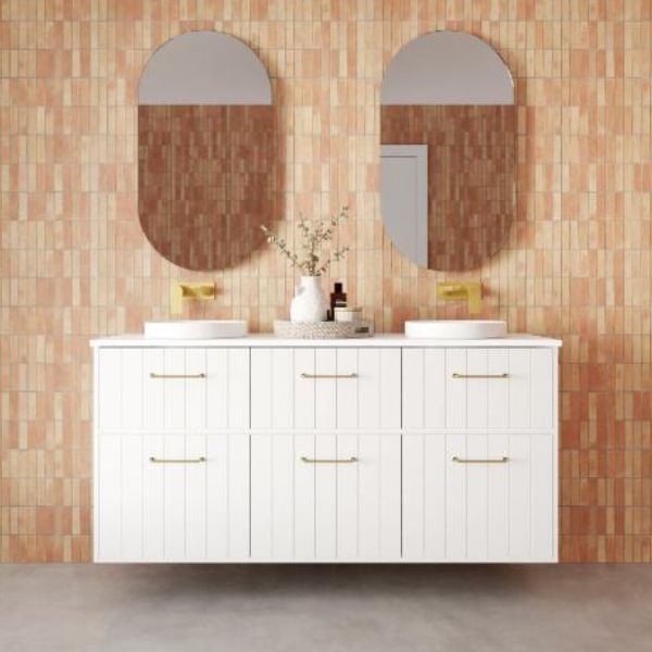 Marquis Anna 1500mm Double Bowl Wall Hung Vanity in White Matte Painted FInish - The Blue Space