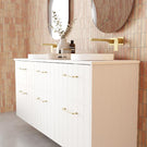 Marquis Anna 1500mm Double Bowl Wall Hung Vanity in White Matte Painted Finish, Side View - The Blue Space