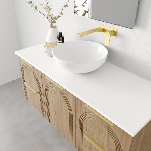 Marquis Arco 5 1200mm Wall Hung Vanity in Coastal Oak Top View - The Blue Space