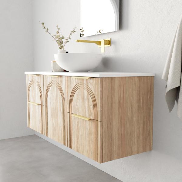 Marquis Arco 5 1200mm Wall Hung Vanity in Coastal Oak Side View - The Blue Space