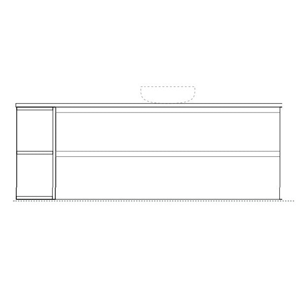 Marquis Avion, Avion6 Line, 1500mm One Shelf End Curved Wall Hung Vanity Side - The Blue Space