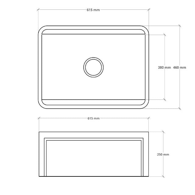 Bao Ceramic Farmhouse Sink & Accessories Pack 615mm Dimensions - The Blue Space