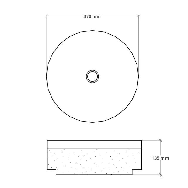 Bao Round 300mm Matte White Texture and Dark Green Above Counter Basin Dimensions - The Blue Space