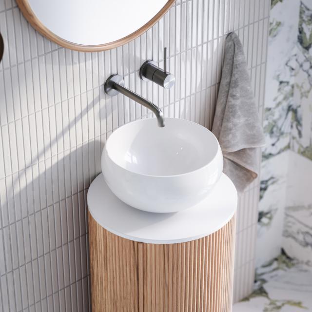 Ingrain Round Fluted Powder Room Vanity 400mm - The Blue Space