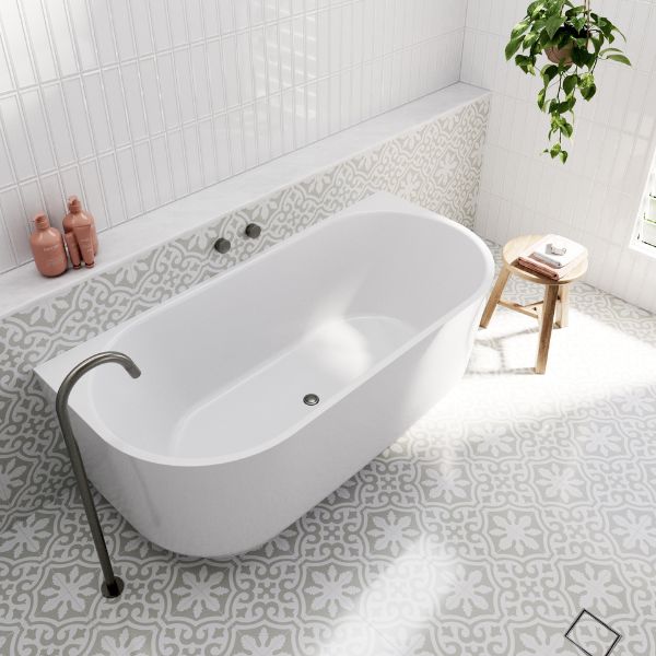Baö Elegant Back to Wall Bath in Gloss White Top View