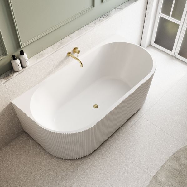 Bao Fluted 1700mm Back to Wall Bath - Matte White