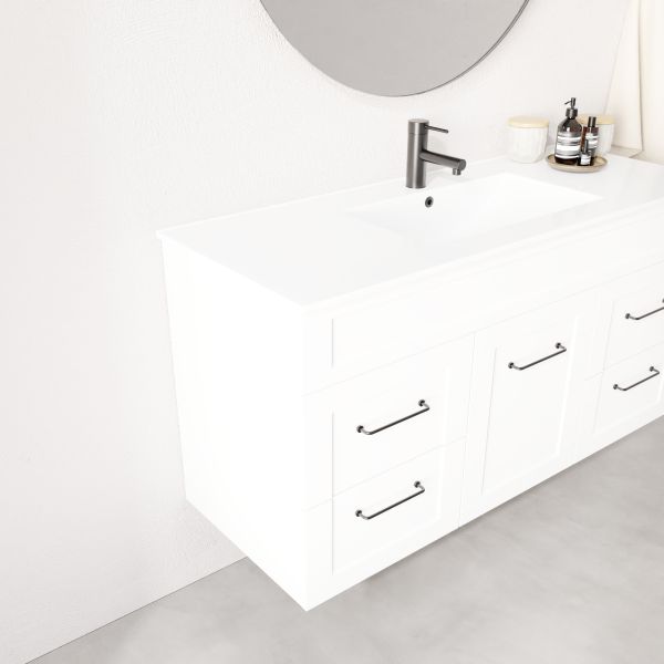 Marquis Bowral5 Wall Hung Vanity - 1200mm Centre Bowl - 1 door 4 drawer Side | The Blue Space
