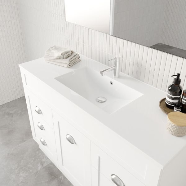 Marquis Bowral5 Floor Standing Vanity - 1200mm Centre Bowl - 1 door 6 drawer Basin Detail | The Blue Space