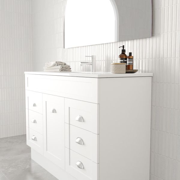 Marquis Bowral5 Floor Standing Vanity - 1200mm Centre Bowl - 1 door 6 drawer Profile | The Blue Space