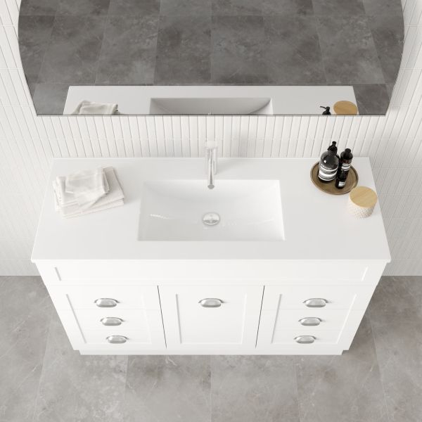 Marquis Bowral5 Floor Standing Vanity - 1200mm Centre Bowl - 1 door 6 drawer Top | The Blue Space