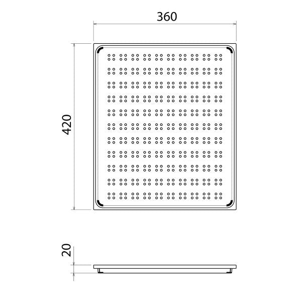 The Blue Space Caroma Urbane II Stainless Steel Drainer Tray Brushed Brass - tech drawing