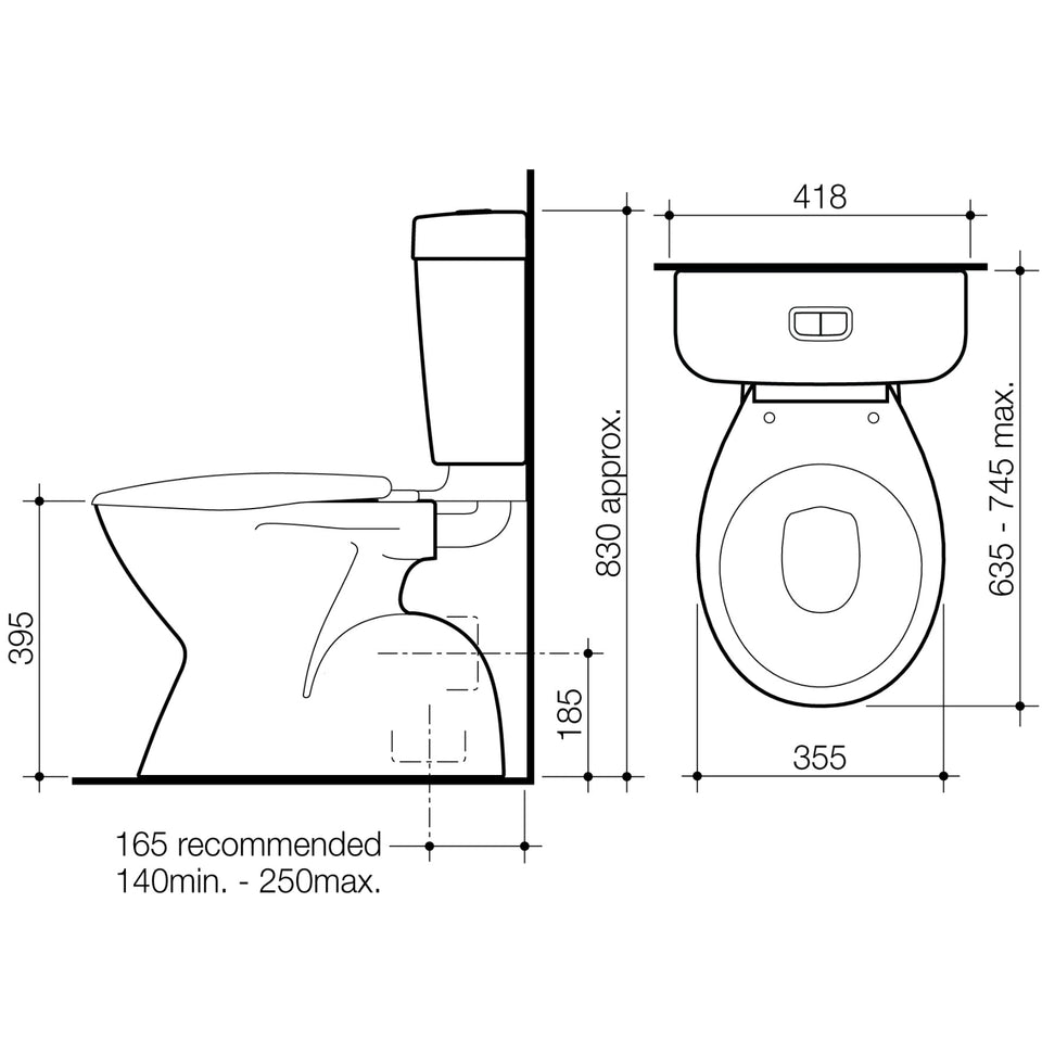 Caroma Aire Concorde Connector Toilet Suite